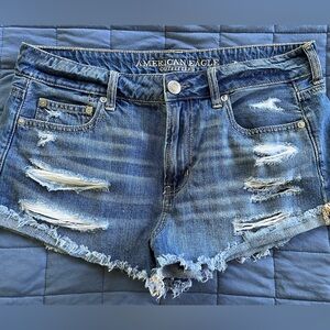 American Eagle Outfitters Denim Shorts Tomgirl Shortie Distressed Frayed Hem 8